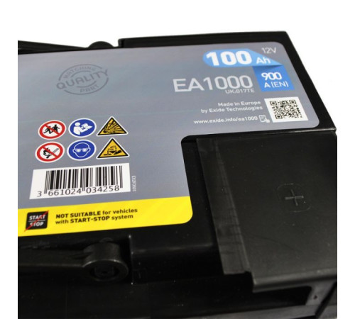 Акумулятор автомобільний EXIDE PREMIUM 100A (EA1000)
