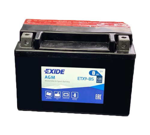 Акумулятор автомобільний EXIDE AGM 8Ah (+/-) (120EN) (ETX9-BS)