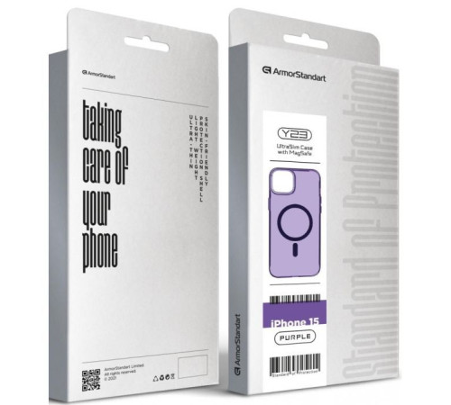 Чохол до мобільного телефона Armorstandart Y23 MagSafe Apple iPhone 15 Transparent Purple (ARM68567)