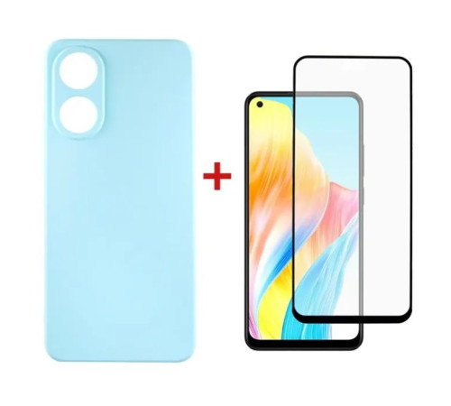 Чохол до мобільного телефона Dengos Kit for OPPO A78 4g case + glass (ice blue) (DG-KM-04)