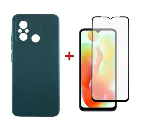 Чохол до мобільного телефона Dengos Kit for Xiaomi Redmi 12C case + glass (Green) (DG-KM-53)