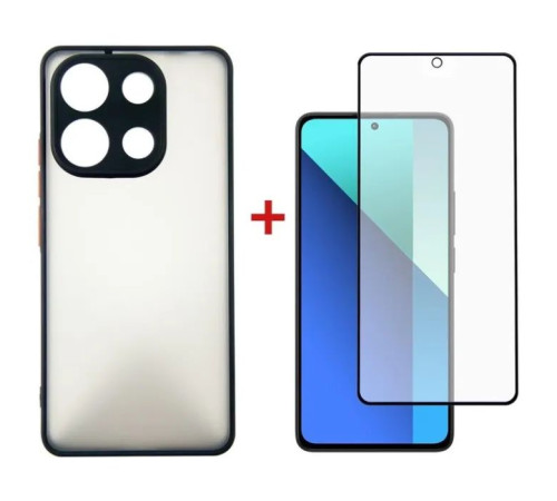 Чохол до мобільного телефона Dengos Kit for Xiaomi Redmi Note 13 4G case + glass (Black) (DG-KM-66)