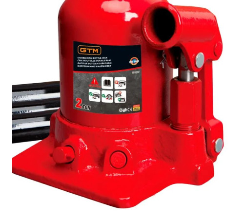Домкрат GTM гідравлічний пляшковий 2т (150-370мм) двохштоковий (TF0202)