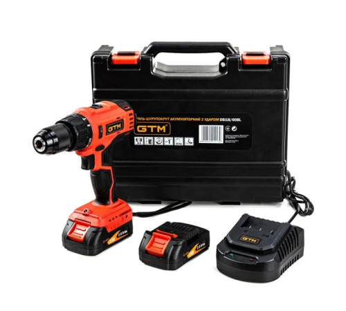 Шуруповерт GTM DSI18/60BL с ударом, 18V, 60Нм, 2x2Ah (DSI18/60BL)