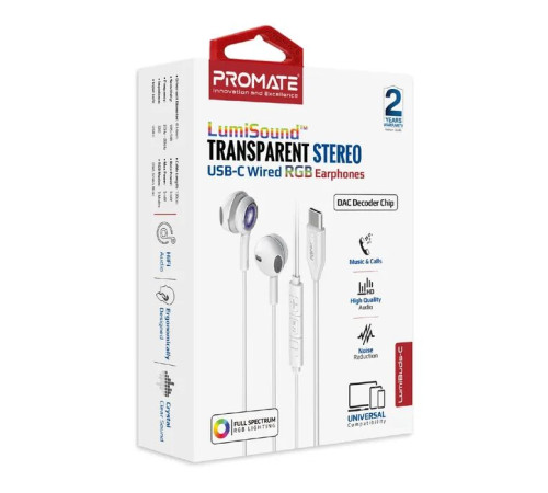 Навушники Promate LumiBuds-C Silver (lumibuds-c.silver)