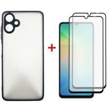Чохол до мобільного телефона Dengos Kit Samsung Galaxy A06 Matte + 2 pcs glass (Black) (DG-CTG2P-02)