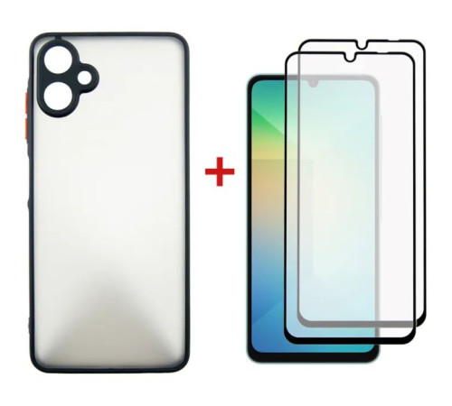 Чохол до мобільного телефона Dengos Kit Samsung Galaxy A06 Matte + 2 pcs glass (Black) (DG-CTG2P-02)