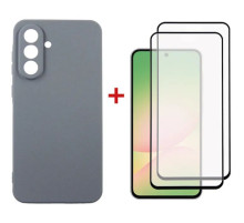 Чохол до мобільного телефона Dengos Kit Samsung Galaxy A56 Carbon + 2 pcs glass (Grey) (DG-CTG2P-09)