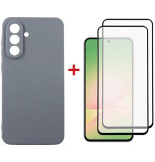 Чохол до мобільного телефона Dengos Kit Samsung Galaxy A56 Carbon + 2 pcs glass (Grey) (DG-CTG2P-09)